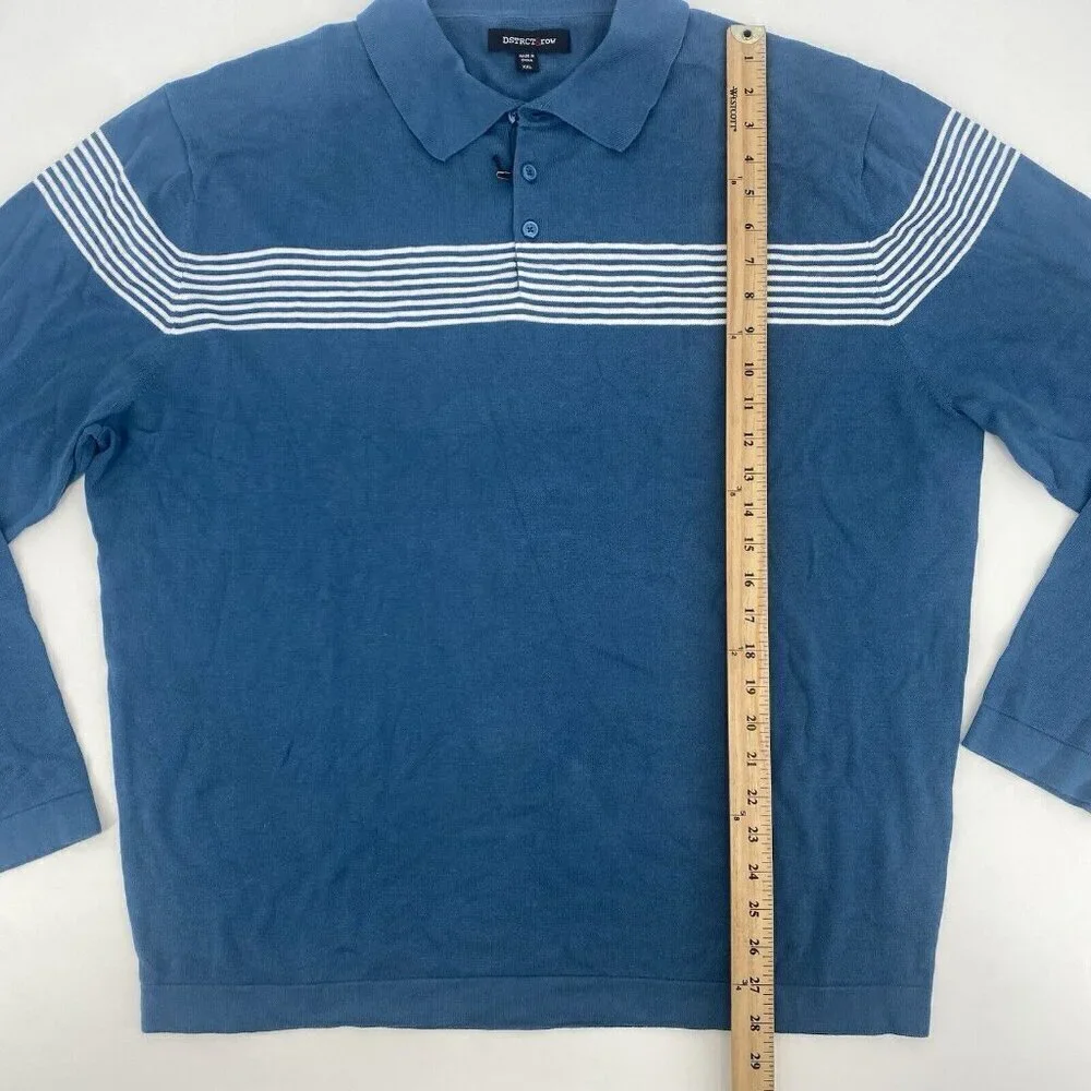 DSTRCT&ROW Mens Size XXL Sweater Collared Blue Stripe Pullover Stitchfix